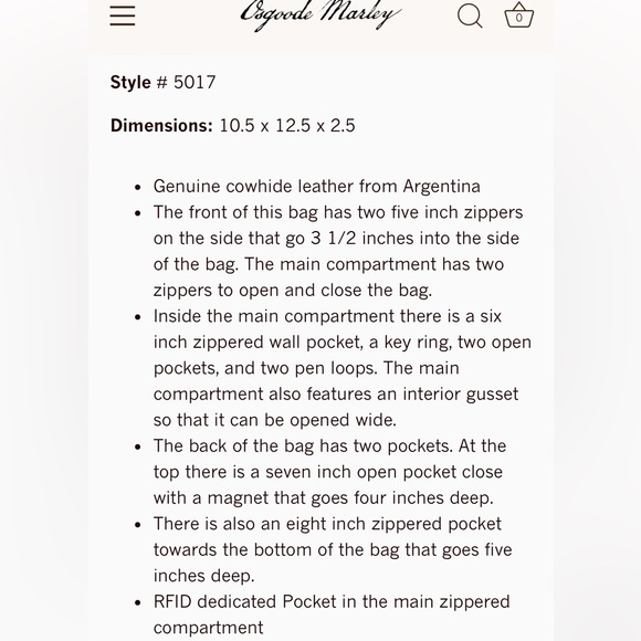 Osgoode Marley Teardrop Multi Zip Brandy Leather Backpack - Picture 12 of 14